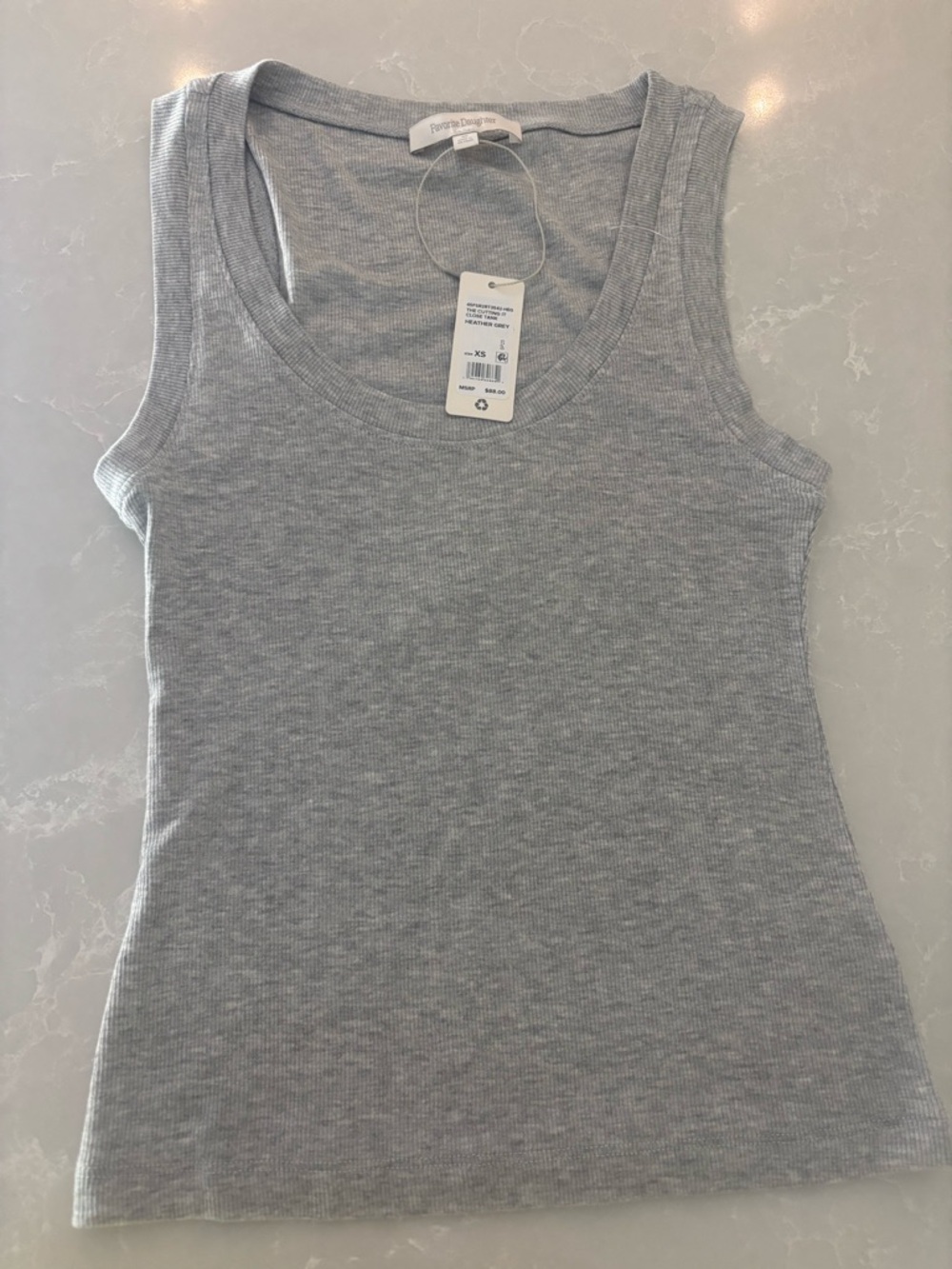 Favorite Daughter Light Gray Ribbed Tank Top